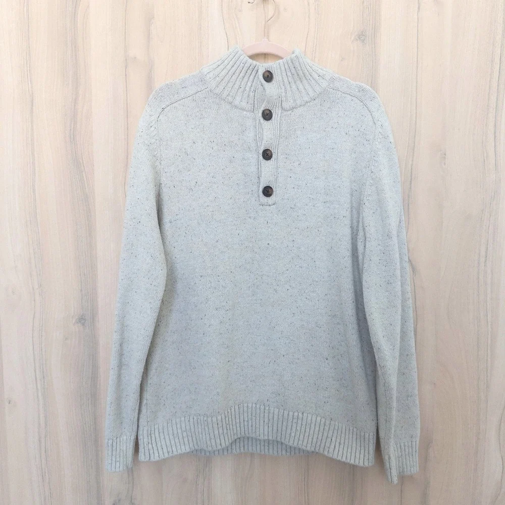 Mens Knit Pullover Sweater Size L Cream Preppy Cabin Cozy Preppy Outdoor Classic